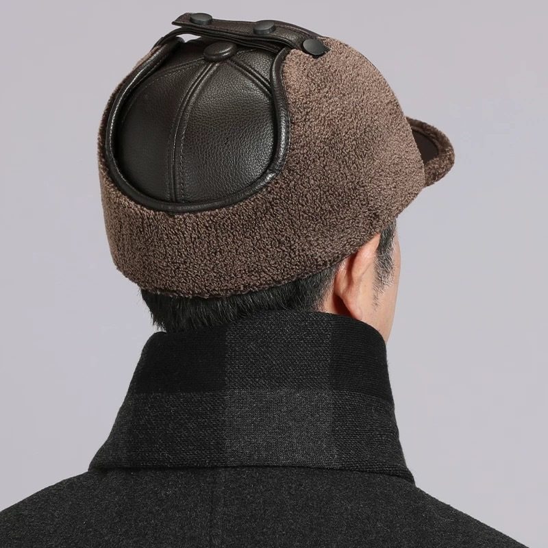 中老年冬季帽子男士爸爸保暖加绒皮帽老人爷爷老头帽百搭鸭舌帽子