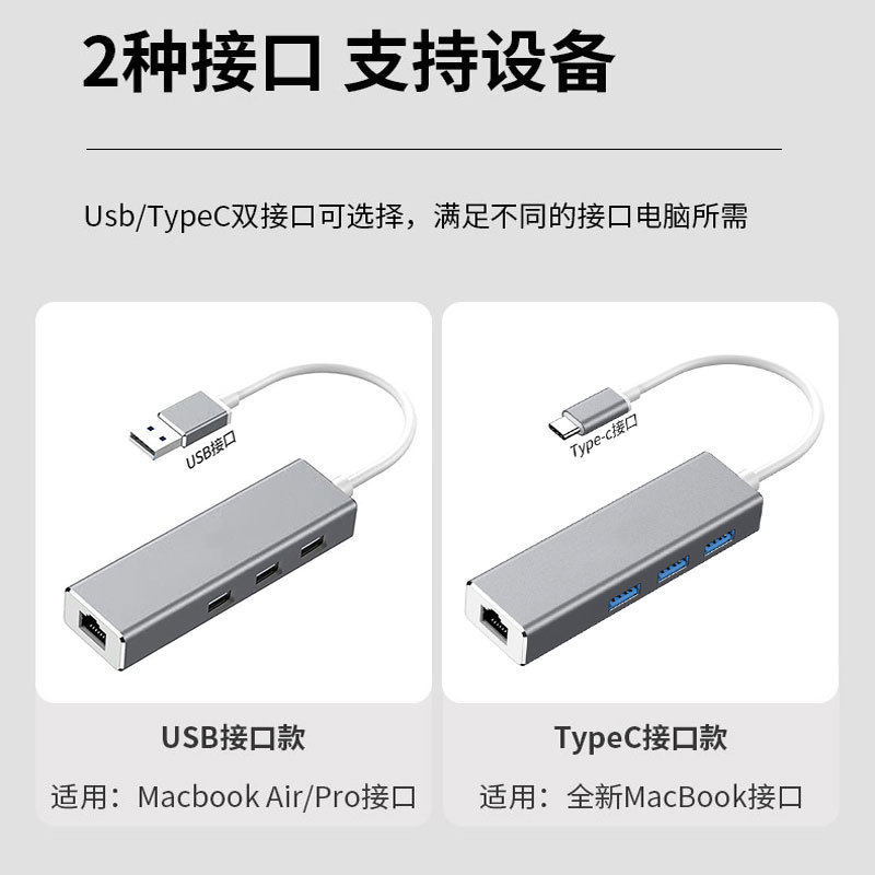 跨境type-C 千兆百兆网卡2.5G有线网卡 USB转网口RJ45笔记本免驱