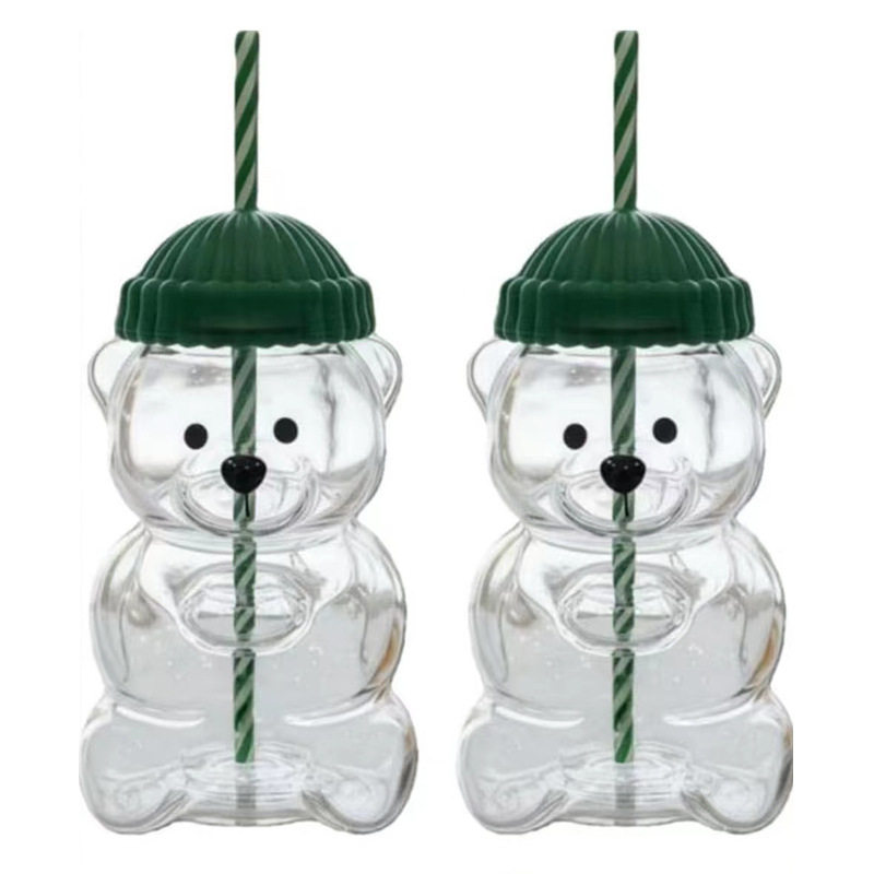 跨境亚马逊新品小熊咖啡杯玻璃杯星吧克饮料杯子可爱卡通饮水杯