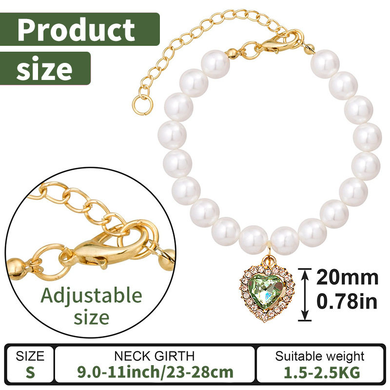 猫咪珍珠项链公主风彩色亚克力爱心水钻挂坠猫项圈贵妇风狗狗宠物