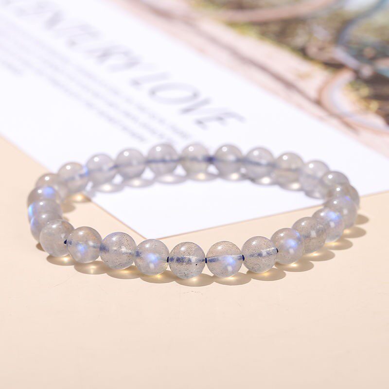 Single-Strand Ice-Grade Glass-Grade Collector's Gray Moonstone Bracelet