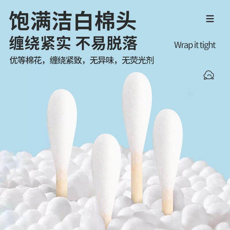 医用棉签无菌大头医药伤口消毒清洁婴儿掏耳家用单头棉签棉棒批发