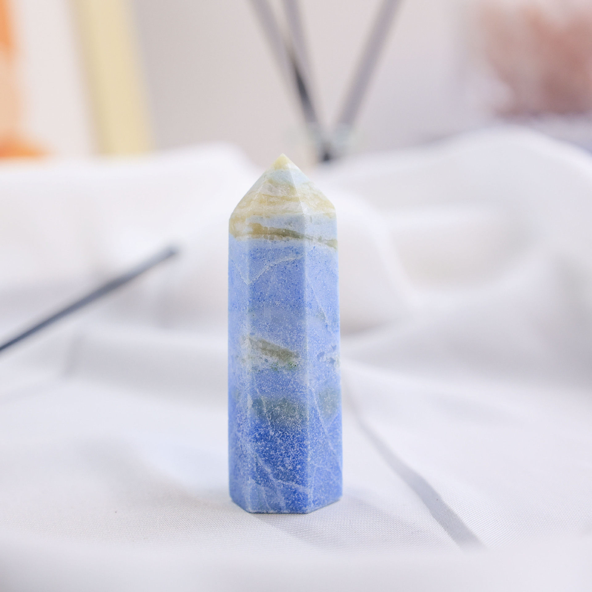 Blue Elf Tower — Natural Blue Crystal Hexagonal Energy Point
