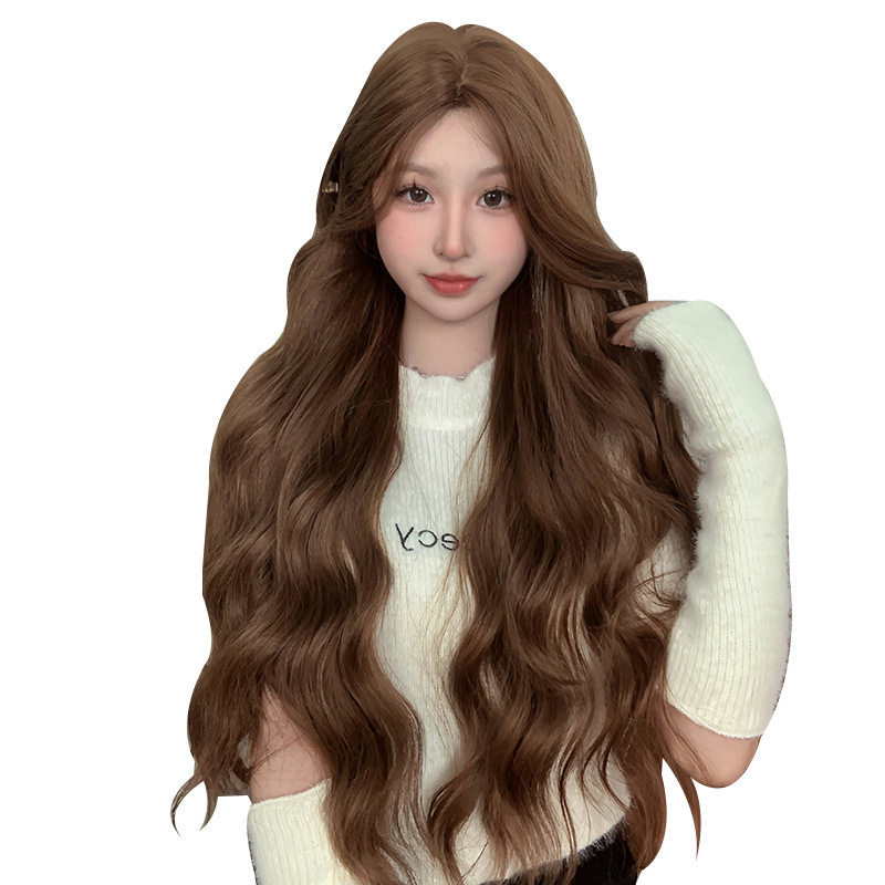 批发跨境假发女长发时尚网红日常同款自然八字刘海卷发全头套