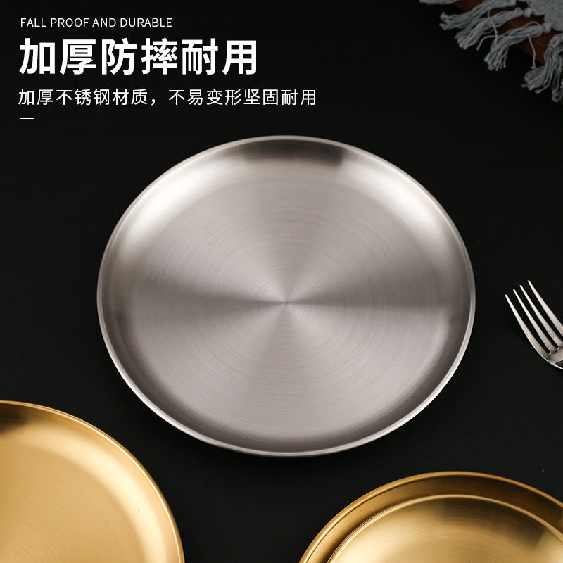 批发304不锈钢烤肉盘水果托盘西餐水果甜品小吃盘吐骨碟商用