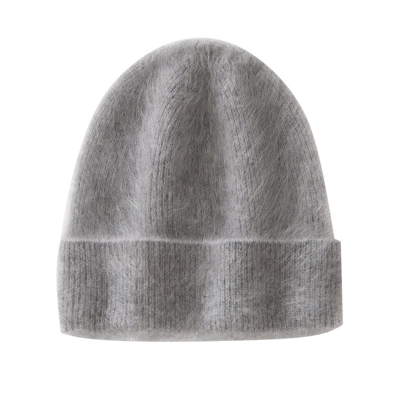 皇室拉绒 100%纯山羊绒保暖针织长毛大头围显脸小包头帽男女同款