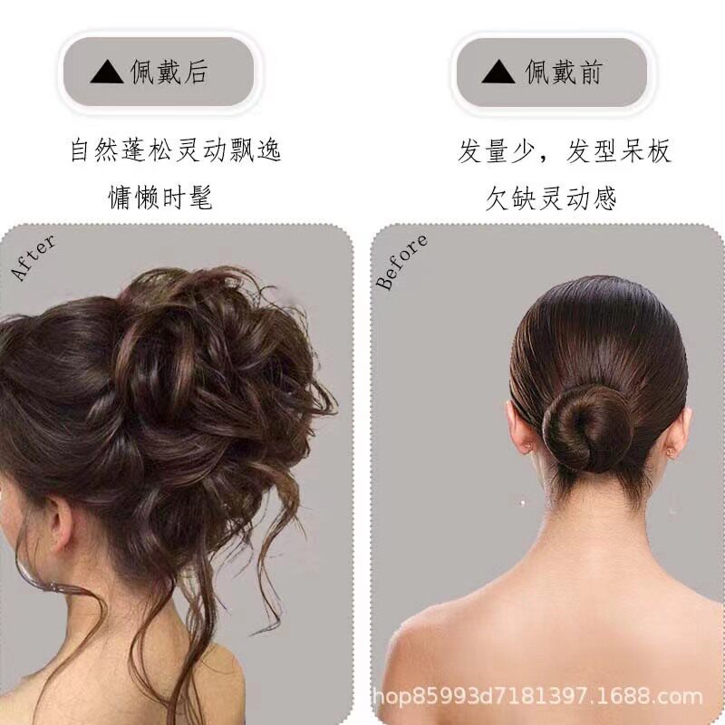 厂家现货直销丸子头假发发圈长须真发自然盘发神器花苞头发饰女蓬