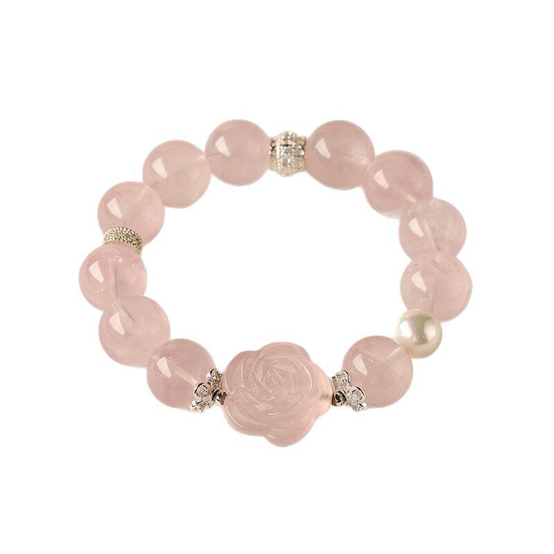 Round Bead Designer Star Rose Quartz Bracelet