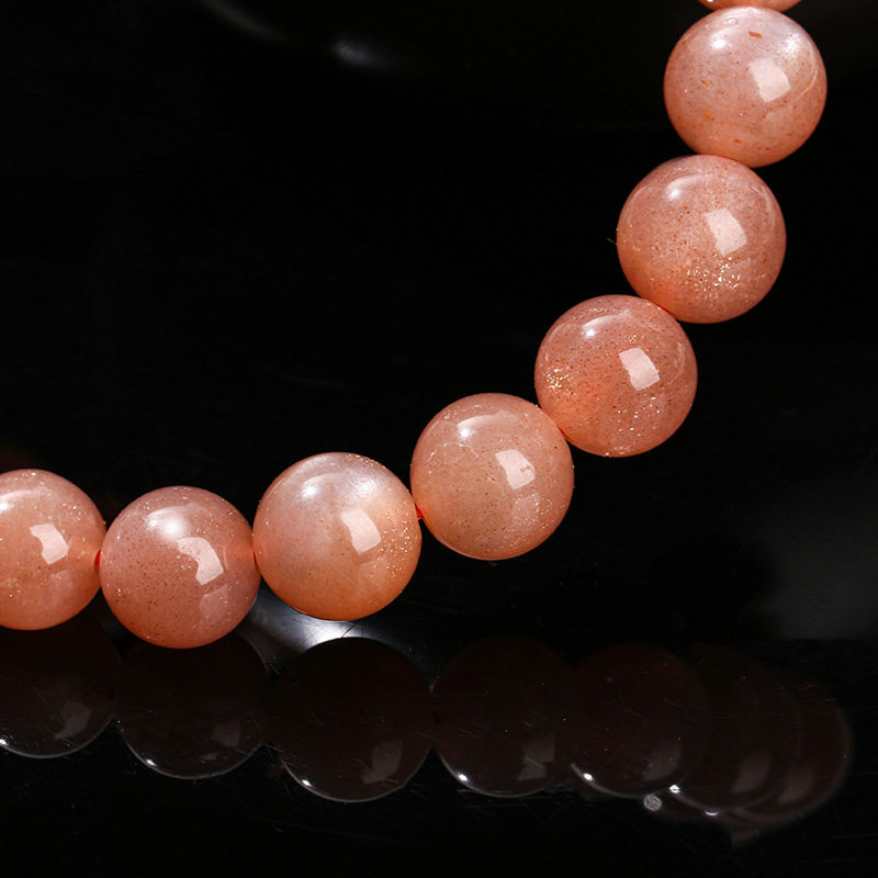 Round Bead Orange Moonstone Bracelet