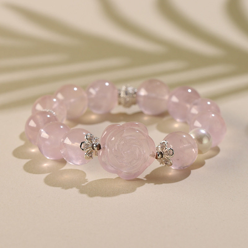 Round Bead Designer Star Rose Quartz Bracelet