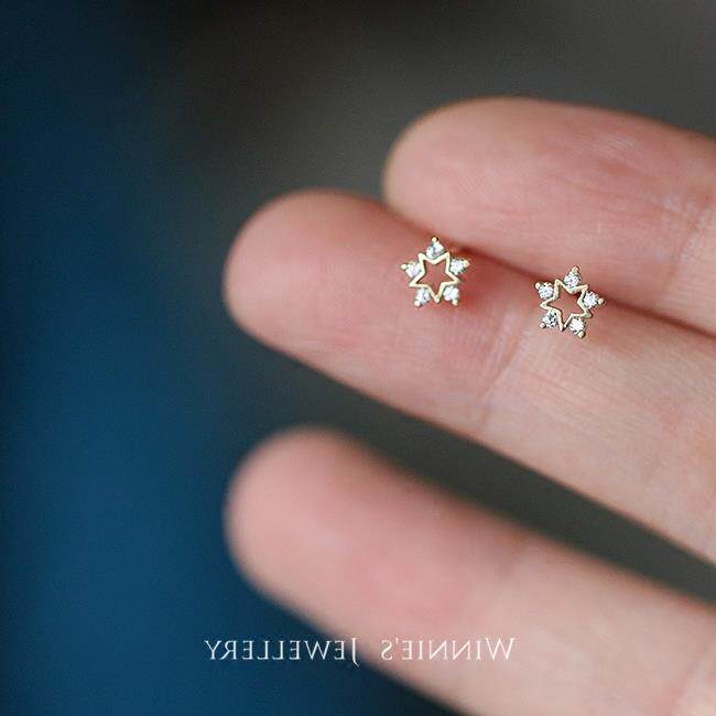 9K金 五角星雪花耳钉