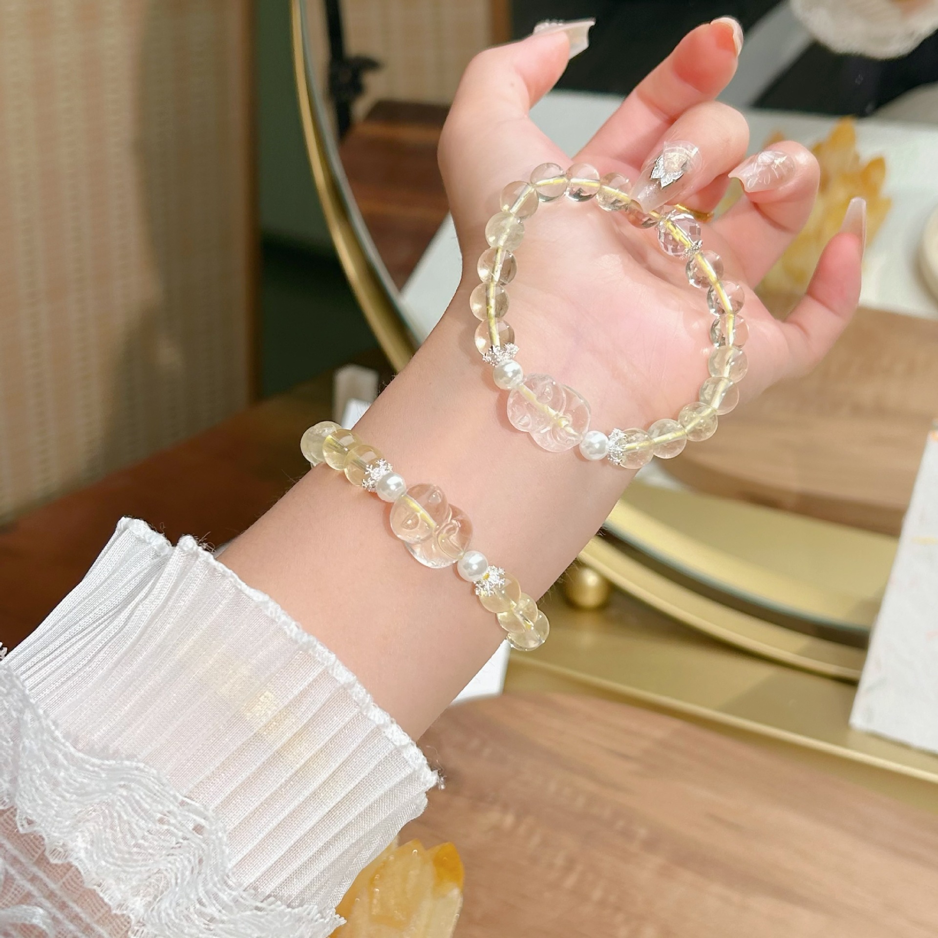 Natural Citrine Cat Bracelet | Emotional Energy Guardian | Essential for Wealth and Luck