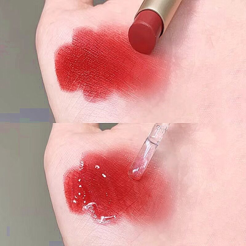 茶杯熊镜面水光果汁嘟嘟唇蜜透明无色蓝闪滋润口红叠涂滋润唇油