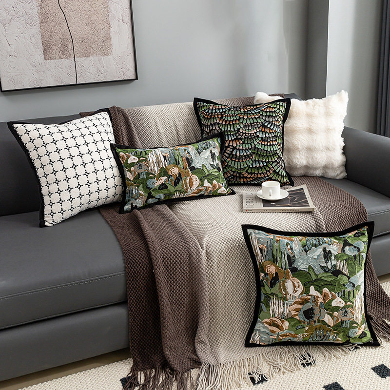 跨境家居现代简约提花抱枕酒店样板间装饰靠垫套客厅沙发抱枕套