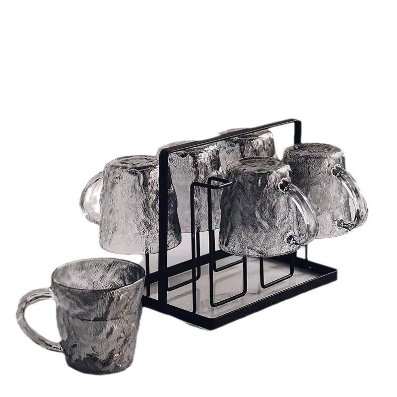 高颜值玻璃杯女高级感带把手家用客厅喝水杯子耐热茶杯水杯套装