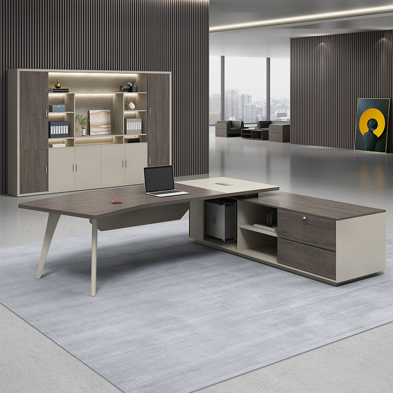 新款办公桌老板桌简约现代总裁经理桌女士大班台单人办公桌椅组合