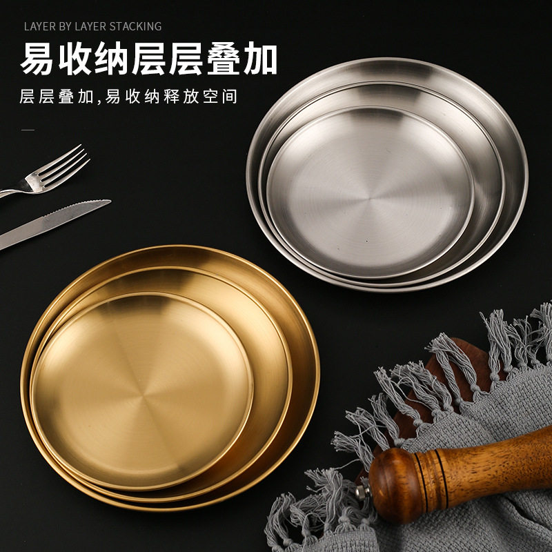 批发304不锈钢烤肉盘水果托盘西餐水果甜品小吃盘吐骨碟商用