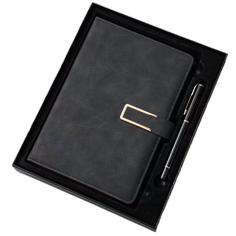 笔记本a5厚本子批发高档pu仿皮记事本商务笔记本定制logo礼盒套装