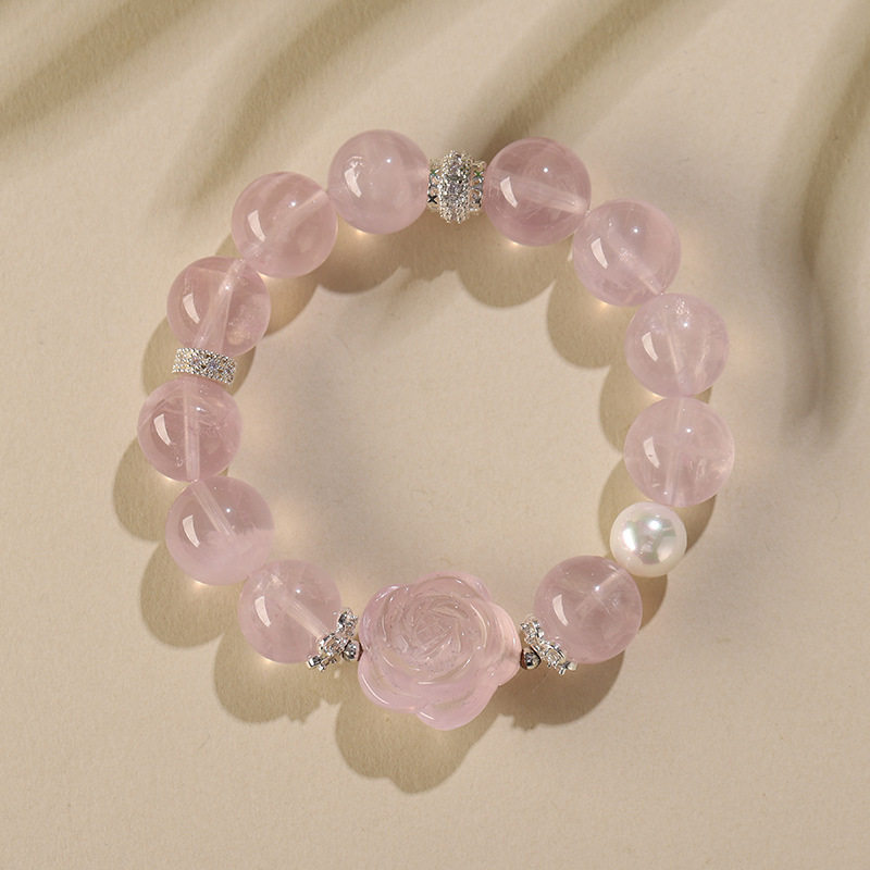 Round Bead Designer Star Rose Quartz Bracelet