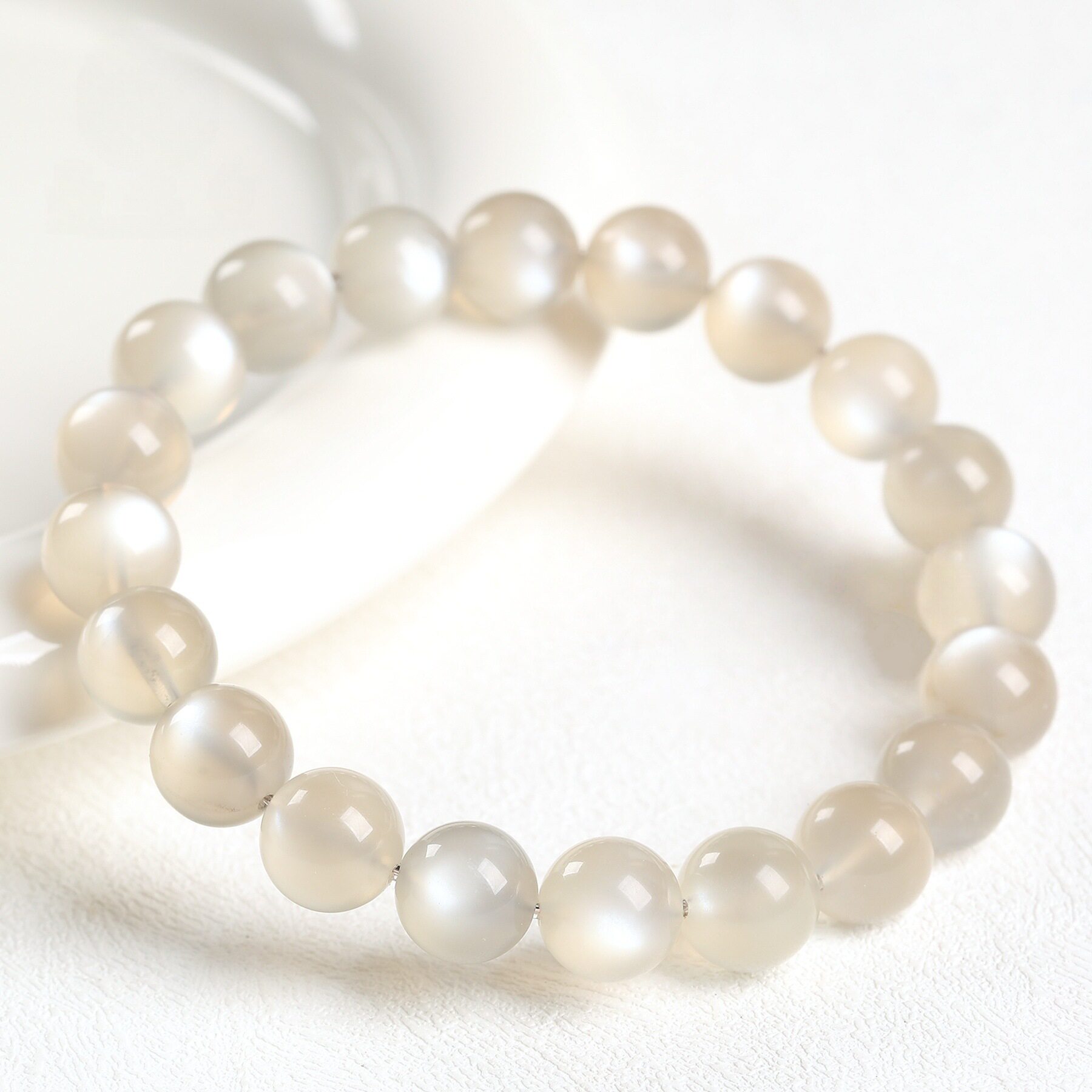 Round Bead Milk Tea Moonstone Bracelet