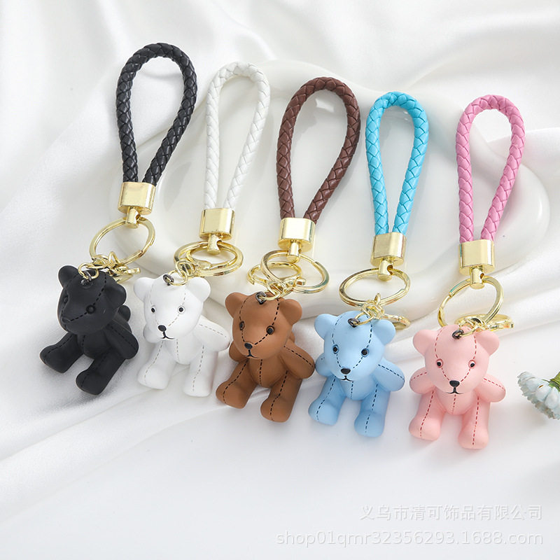 创意卡通树脂熊钥匙扣女可爱时尚精致公仔钥匙链汽车挂件包包挂件