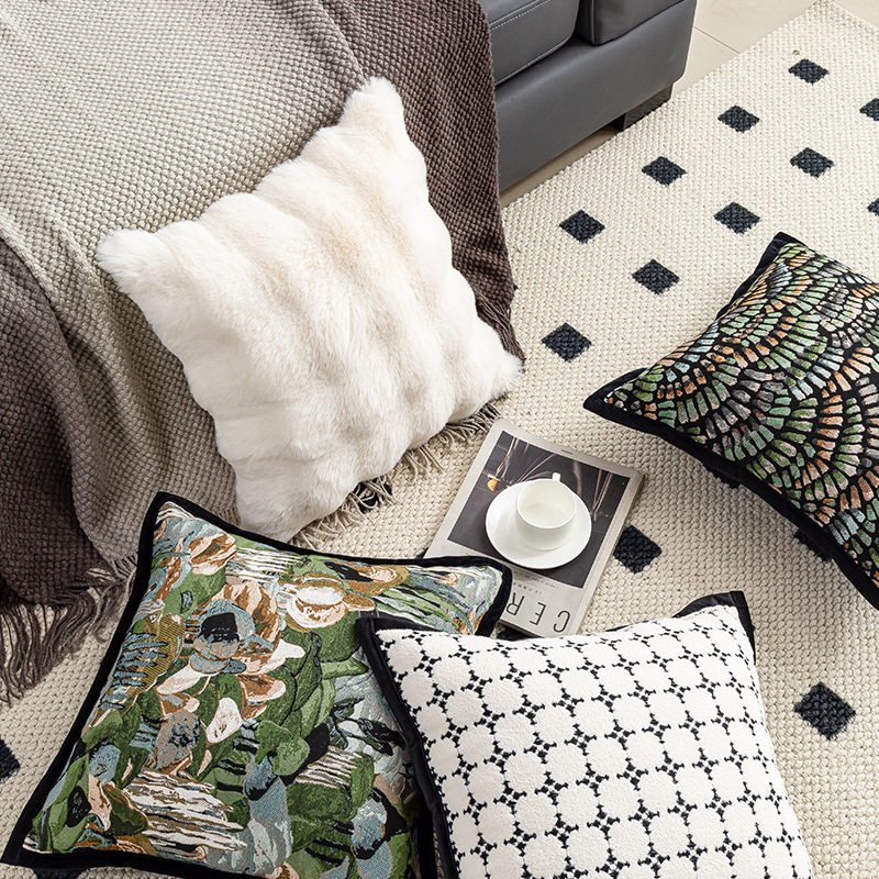 跨境家居现代简约提花抱枕酒店样板间装饰靠垫套客厅沙发抱枕套