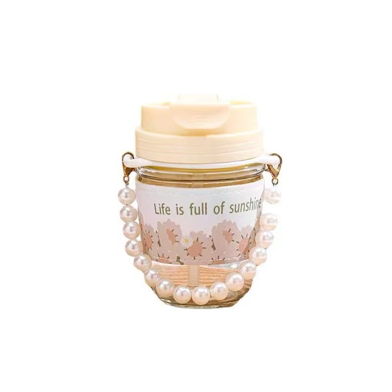 珍珠杯玻璃杯高颜值杯子百货带吸管女生伴手礼活动用品礼品杯水杯