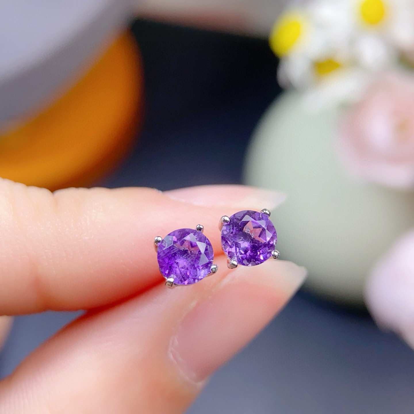 Amethyst Stud Earrings