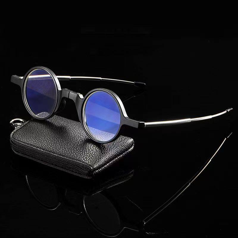 新款防蓝光高清老花镜折叠便携式圆框天线腿舒适护目男女老人眼镜