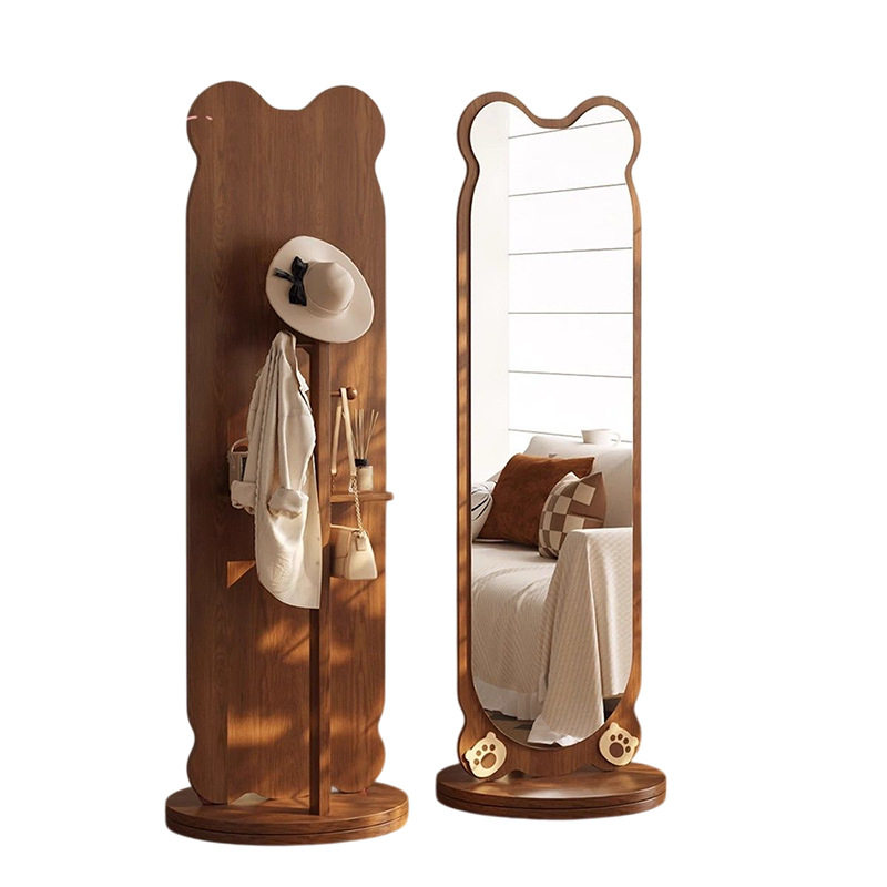 小熊全身镜可旋转女生卧室穿衣镜服装店试衣镜落地式镜子旋转落地