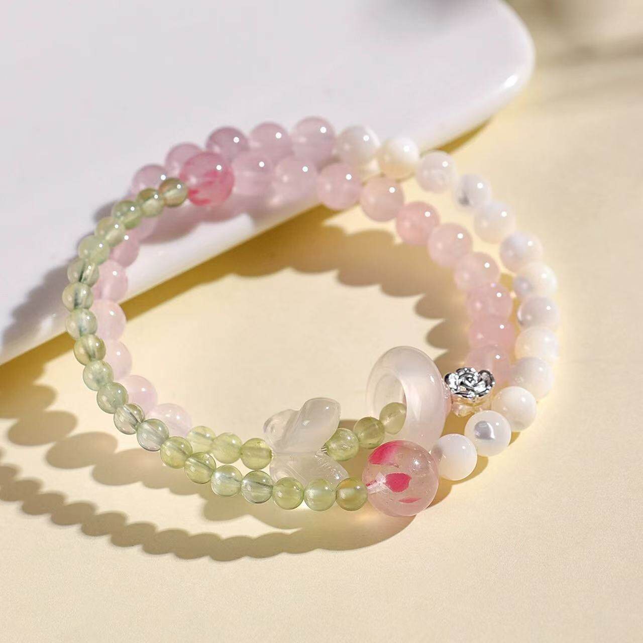 Double-Wrap Luxury Rose Quartz Bracelet