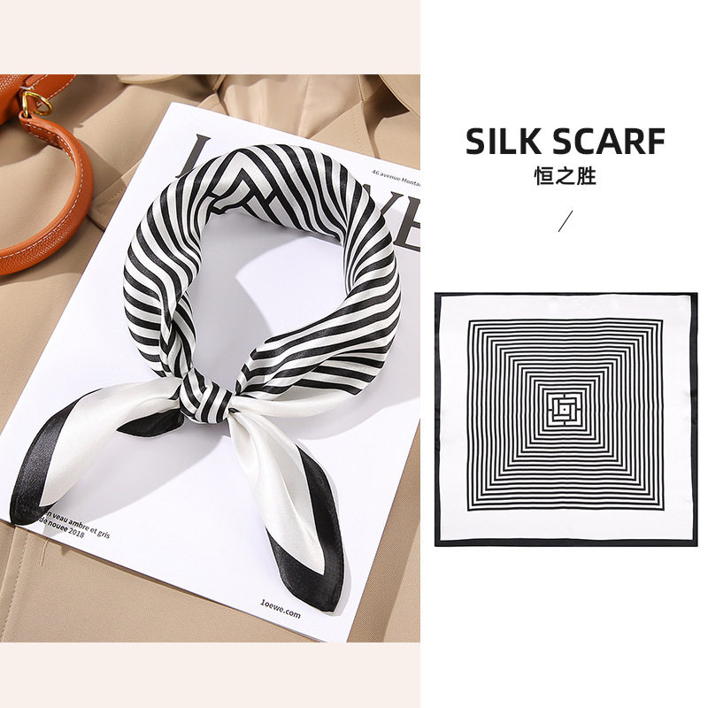 桑蚕丝丝巾批发女真丝小方巾53领巾时尚装饰头巾包发带薄款防晒