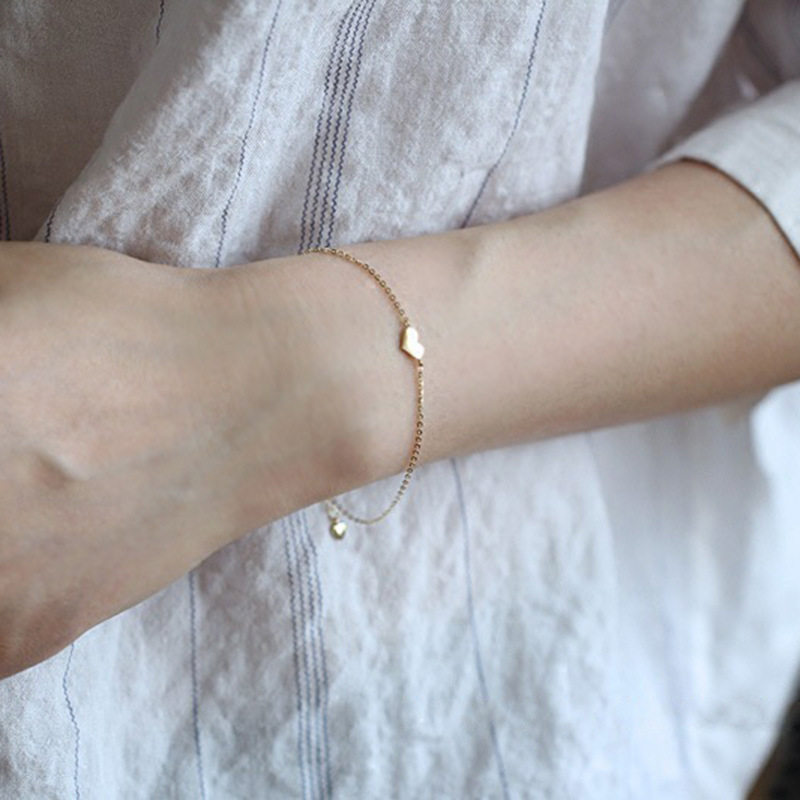 14K gold plate heart-shaped bracelet