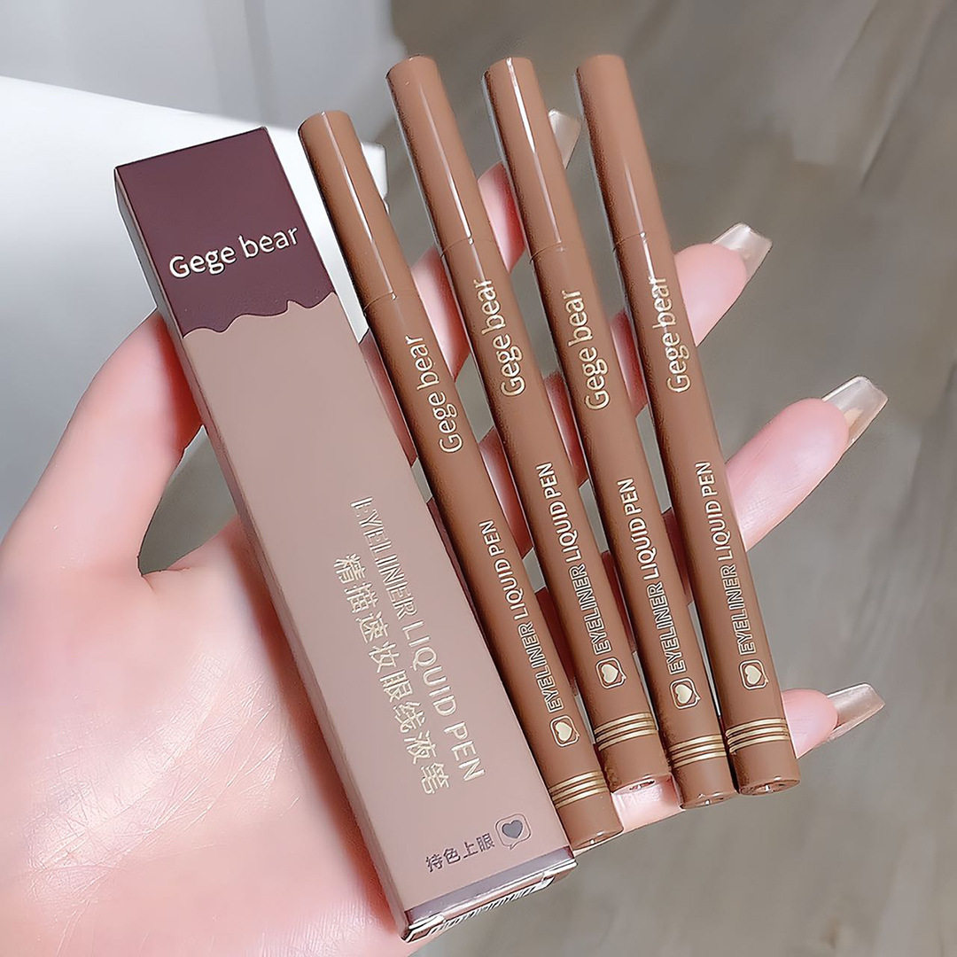 戈戈小熊精描速妆眼线笔不晕染极细顺滑防水持久棕色彩色眼线液