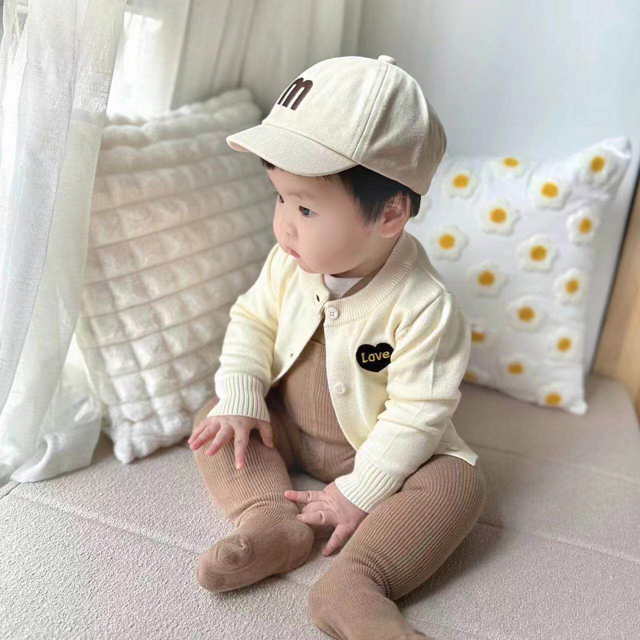 直播供货 2025新款童装毛衣 春季婴童圆领纯色外套女童棉针织开衫