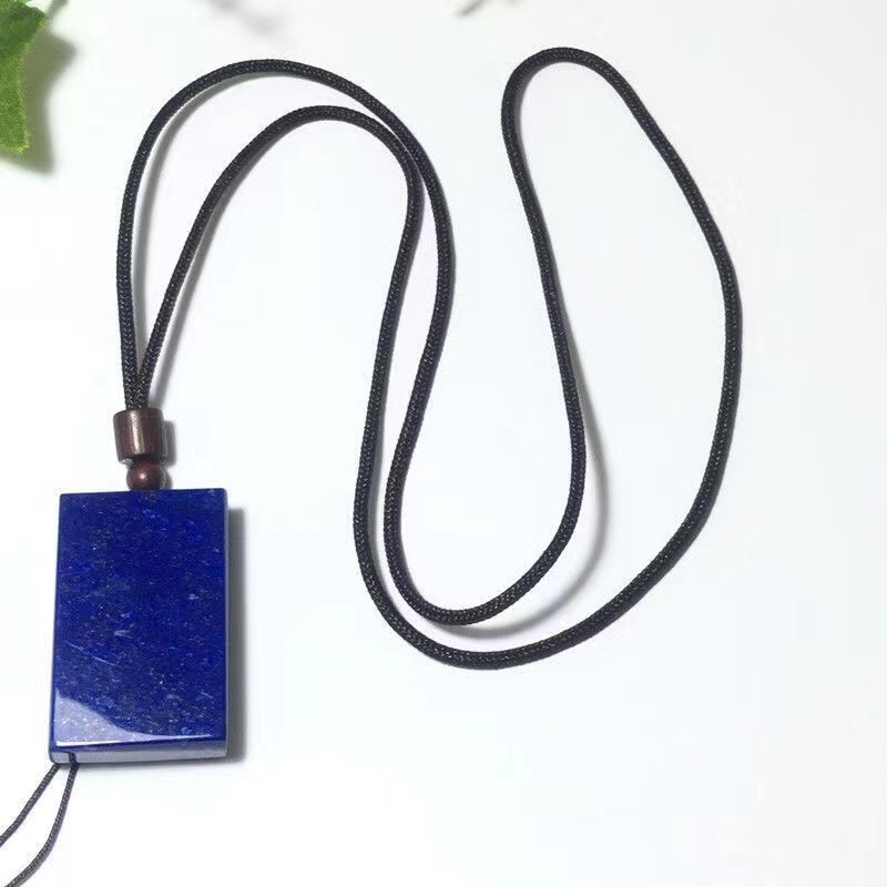 Natural Lapis Lazuli Square Pendant Amulet | Attracts Wealth, Wards Off Evil, Ensures Safety