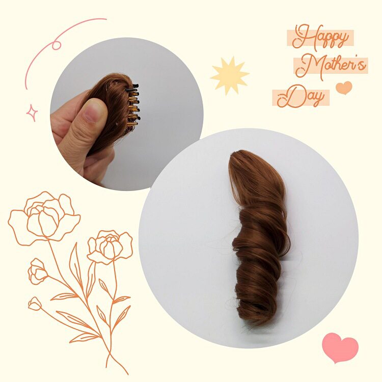 棉花娃娃头发假发夹高温丝娃娃抓卷发双马尾娃用多色虎口