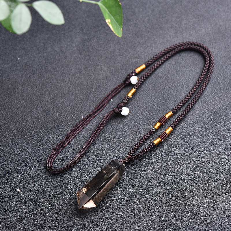 Natural Tea Crystal Hexagonal Pendant | Energy Healing Crystal Jewelry | Wealth Attraction and Evil Ward Talisman