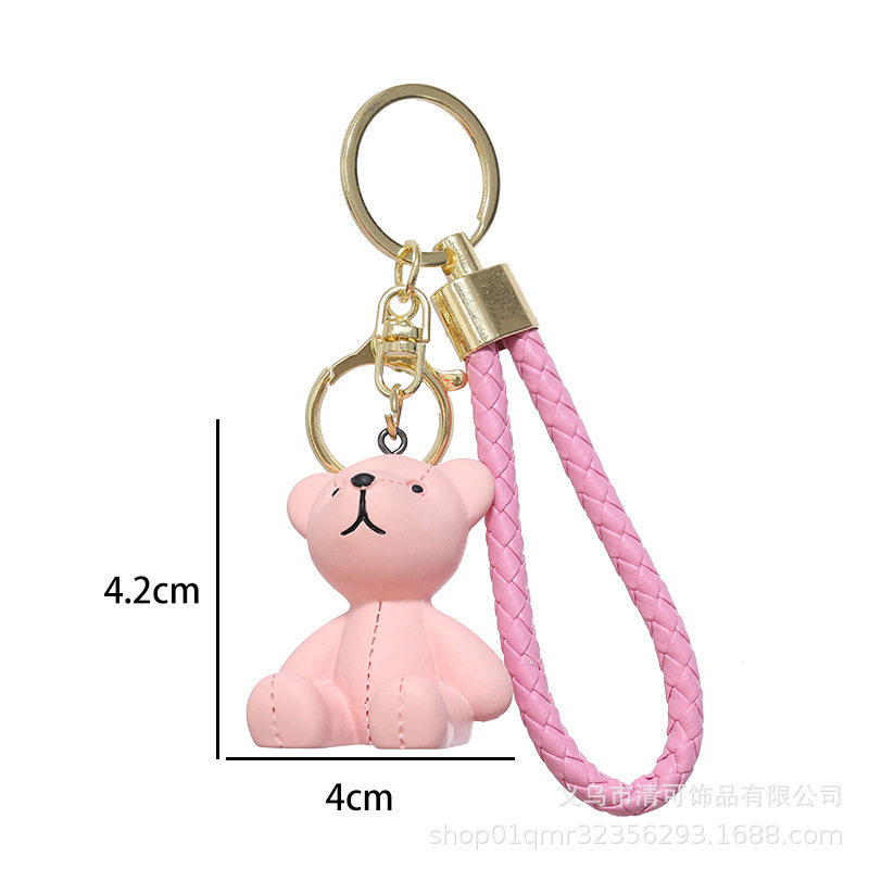 创意卡通树脂熊钥匙扣女可爱时尚精致公仔钥匙链汽车挂件包包挂件