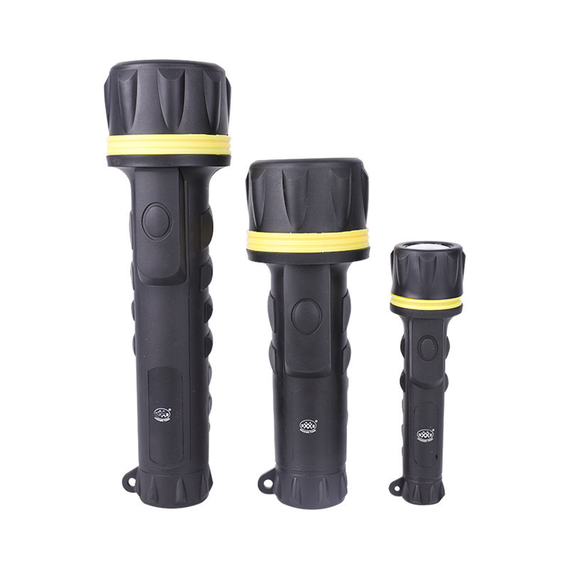 1号电池橡胶塑料强光手电筒防水7led户外手电应急照明手电筒