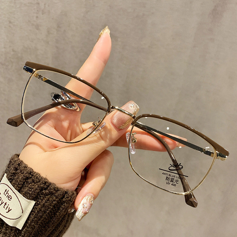 31242新款半框眼镜防蓝光眉毛近视镜斯文理工男韩版小框商务眼镜