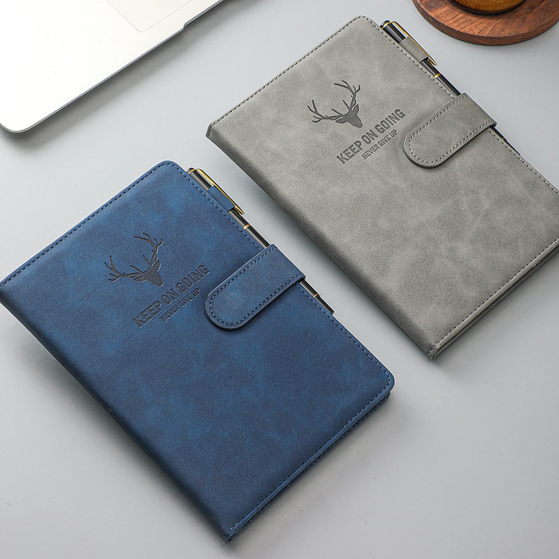 商务办公复古会议A5商务笔记本 羊巴皮软面抄手账本PU磁扣记事本