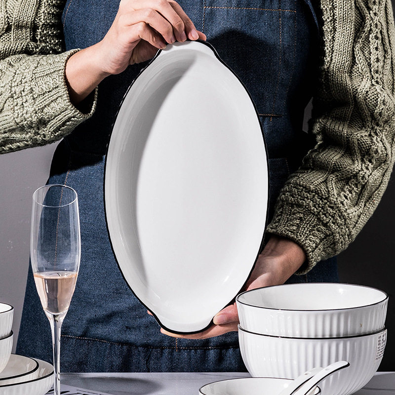 釉下彩陶瓷餐具菜碟简约北欧风网红碗盘家用碗碟套装微波炉吃饭碗