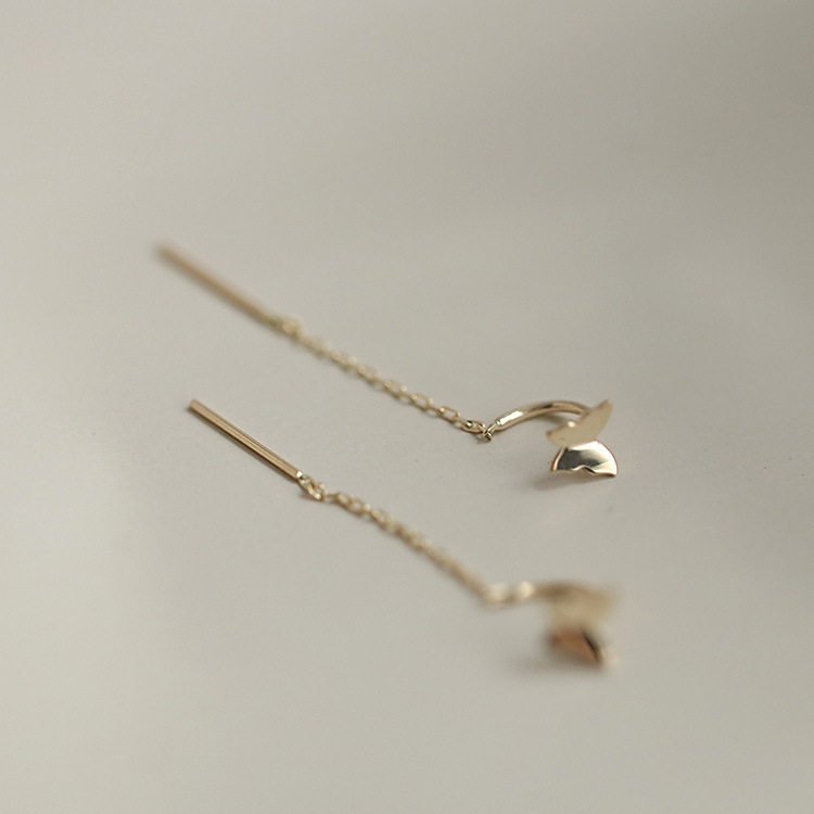 14K gold butterfly-shaped hook ear thread