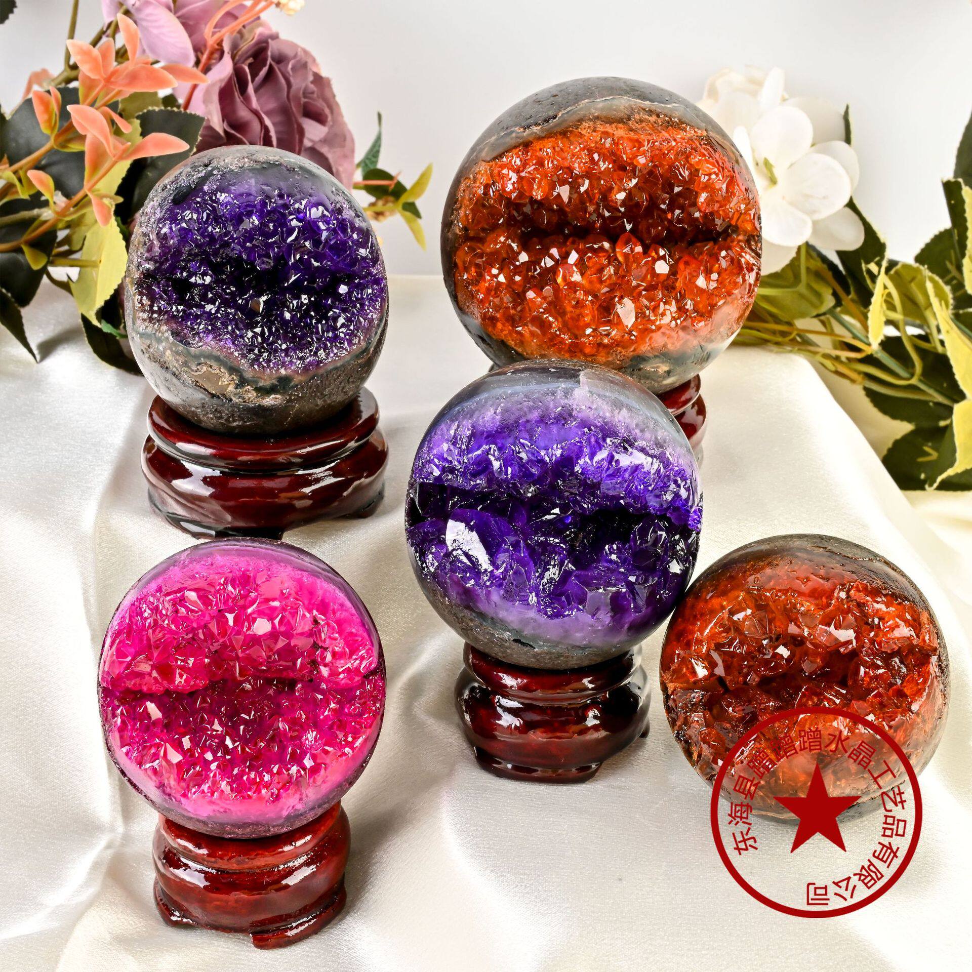 Radiant Treasure Bowl — Multi-Color Crystal Cluster