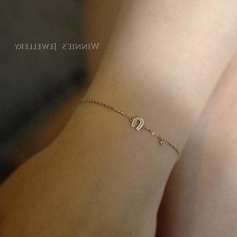 14K gold U-shaped lucky horseshoe bracelet