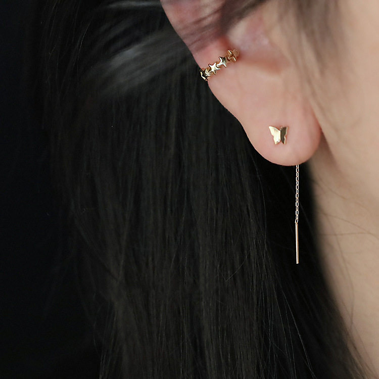 14K gold butterfly-shaped hook ear thread