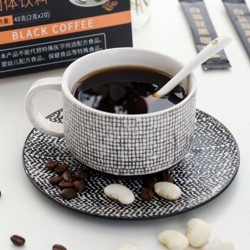 白芸豆黑咖啡速溶咖啡粉固体饮料无蔗糖提神源头工厂家直销