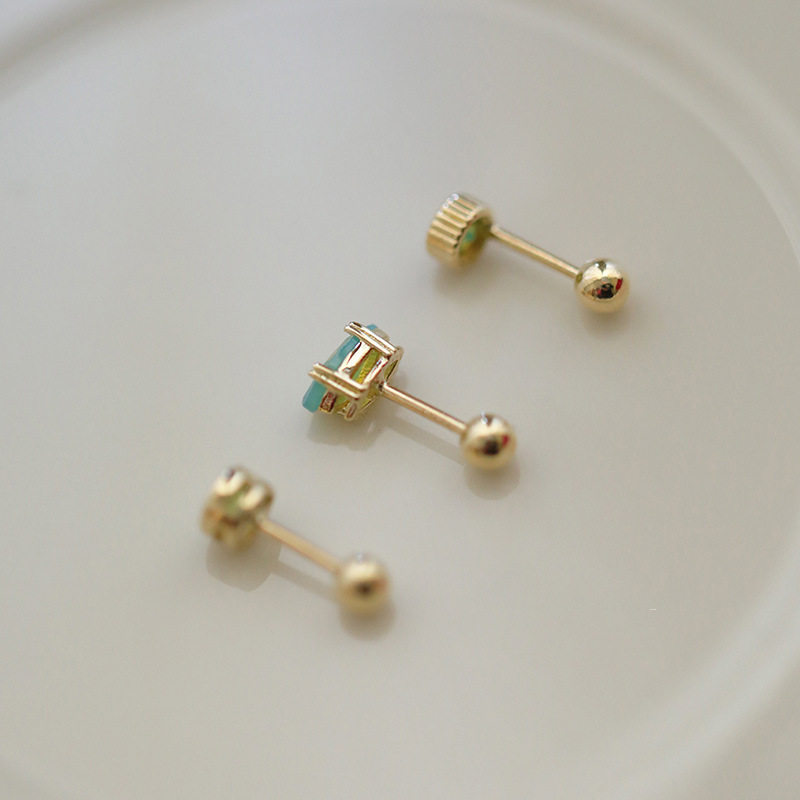 9K gold opal screws and ear studs