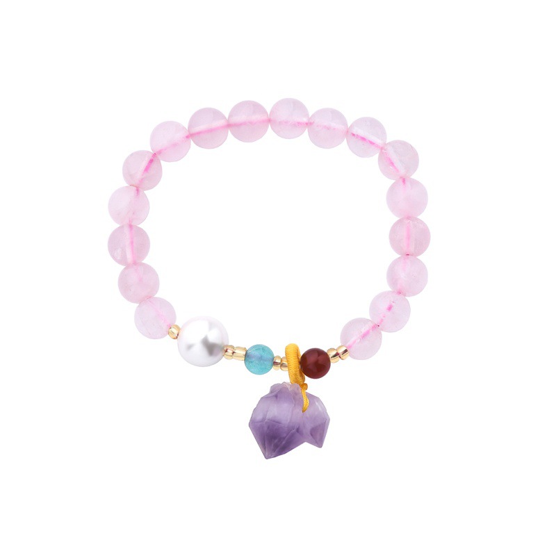 Pink Crystal Chinese Style Bracelet Energy | Natural Rose Quartz Beads Attract Love and Enhance Marriage Luck with Chinese Design